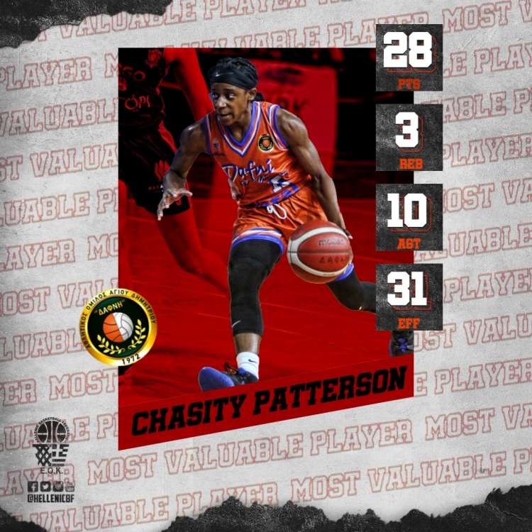 Α1 Γυναικών: MVP της 2ης αγωνιστικής η Τσάσιτι Πάτερσον